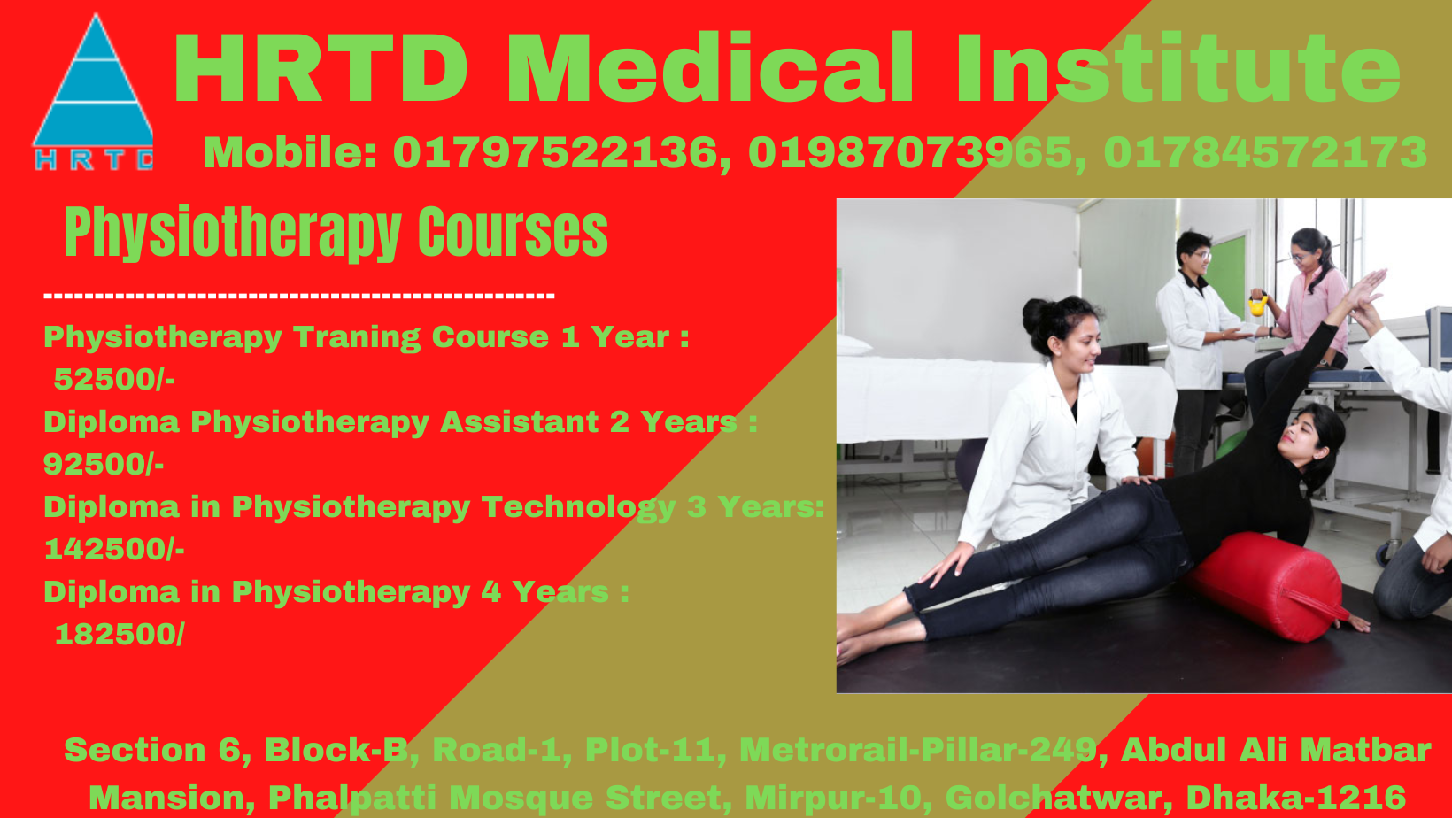 Physiotherapy Best Course In Dhaka. Mobile 01987-073965.