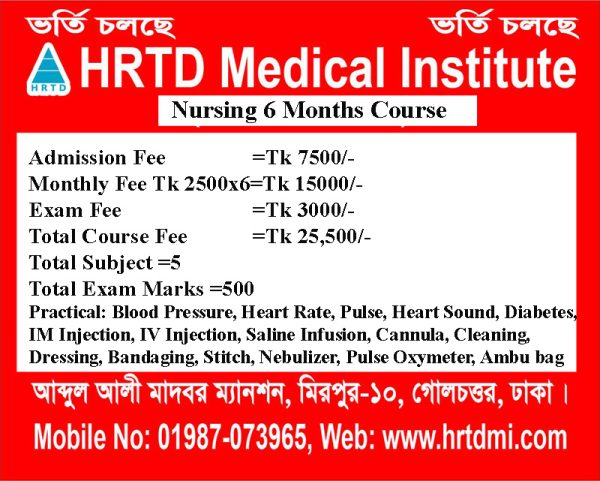 Best 6 Months Nursing Course by HRTD Medical Institute Best 6 Months Nursing Course by HRTD Medical Institute