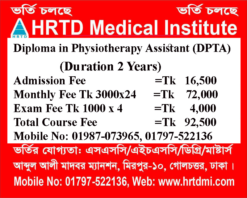 diploma in physiotherapy assistant dpta 2 years