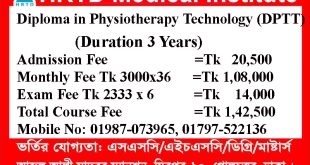 Diploma in Physiotherapy Technology Course Fee