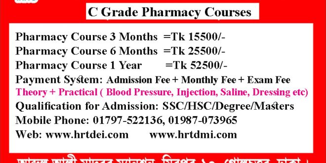 C Grade Pharmacy Courses in Dhaka